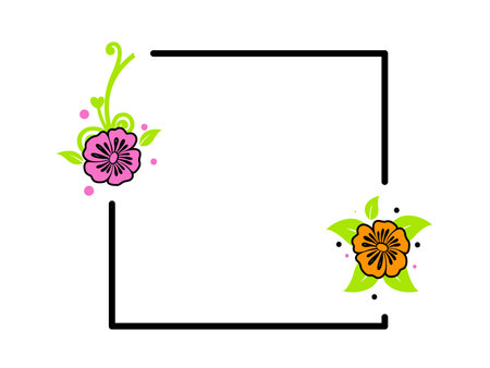 abstract design of rectangle shape with floral wreath illustrationのイラスト素材