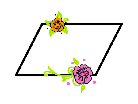 Abstract geometric floral rhombus floral wreath frame designのイラスト素材