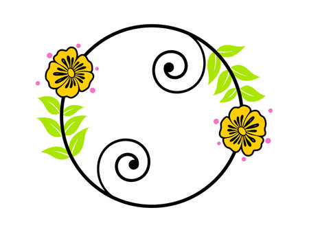 beautiful decorative floral flower circle wreath vector illustrationのイラスト素材