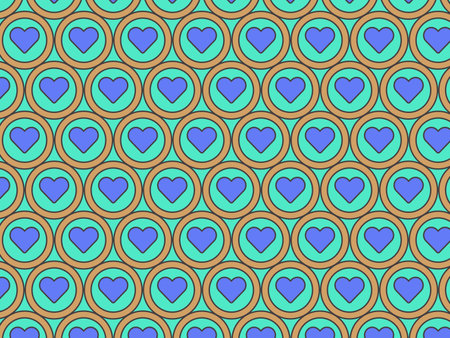 Abstract colorful circle flat heart-like background patternのイラスト素材