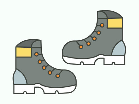 men's adventure hiking boot footwear flat icon designのイラスト素材