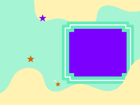 Playful Abstract Background with Central Purple Frame and Stars