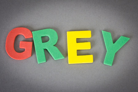 word from the coloured letters on a grey background