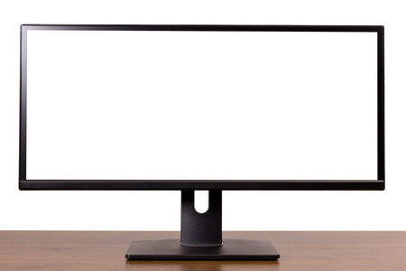 Modern blank flat screen TV set, isolated on white background
