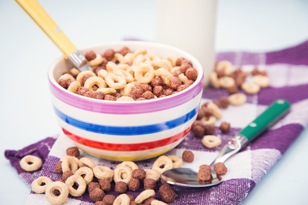 morning breakfast-flakes with milk in a dishの素材 [FY31041386440]