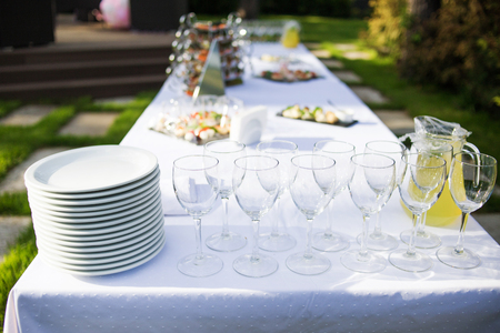 Outside of the food and drink catering for guests of the eventの写真素材