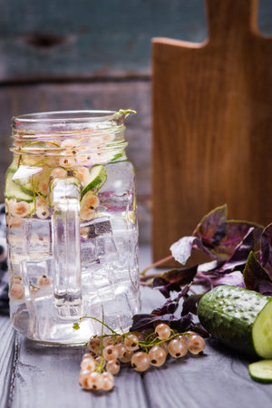 Refreshing drink with cucumber, white currant for health life