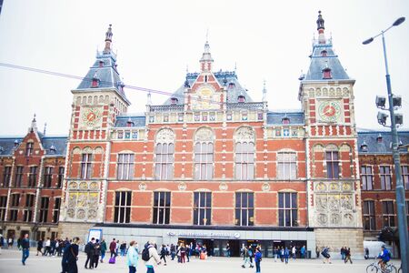 Amsterdam, September 06,2018: Exterior view of the Amsterdam Centraal station on Spt 06, 2018 at Amsterdam, Netherlandsのeditorial素材