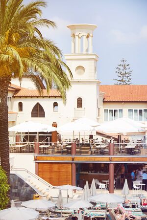 The Napa plaza hotel & resort pool in Ayia napa.Cyprus-june 2019のeditorial素材