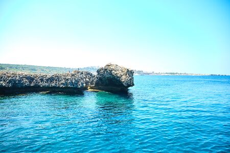 Sea caves  near Protaras, Mediterranean sea coast, Cyprus.-june 2019の写真素材