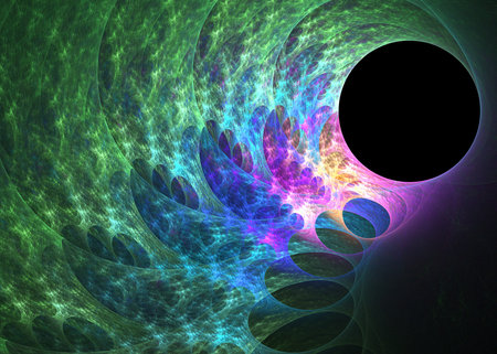 colored abstract round curves and lines on black background