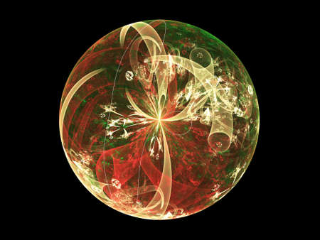 colored abstract round curves and lines on black backgroundの写真素材