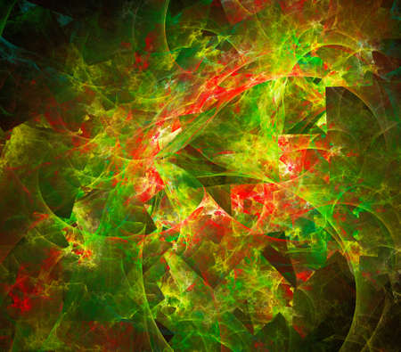 colored abstract round curves and lines on black backgroundの写真素材