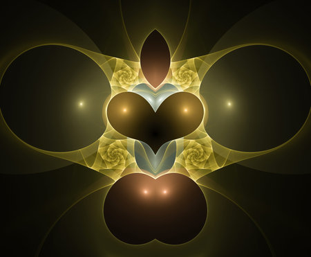 colored abstract round curves and lines on black backgroundの写真素材