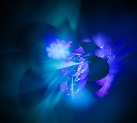 colored abstract round curves and lines on black background