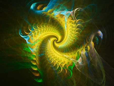 colored abstract round curves and lines on black background
