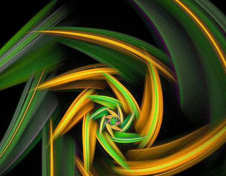 colored abstract round curves and lines on black background
