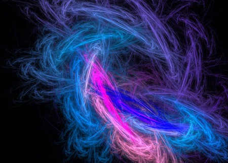 colored abstract round curves and lines on black background