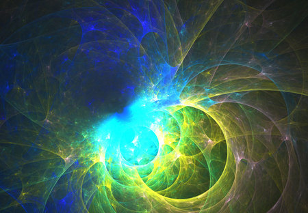 colored abstract round curves and lines on black background