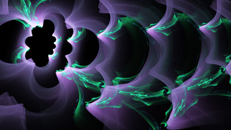 colored abstract round curves and lines on black background
