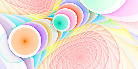 colored abstract round curves and lines on white backgroundの写真素材