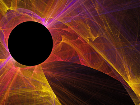 fractal colored abstract round curves and lines on black background