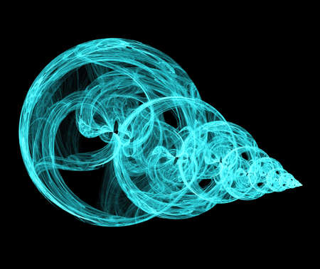 fractal colored abstract round curves and lines on black backgroundの写真素材