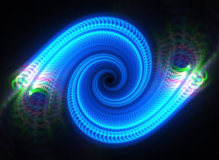 fractal colored abstract round curves and lines on black background