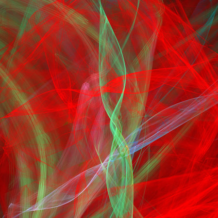 fractal colored abstract round curves and lines on black backgroundの写真素材