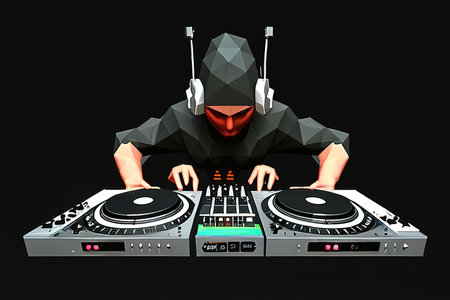 Low poly:fantasy creative dj play in nightclub,Ai generated illustrationの素材