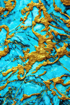 Marble texture concept art dynamic lighting hyper detailed intricate detailed color gradient turquoise, gold, haze, Ai generated illustrationの素材