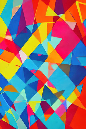 colorful splashes of paint, geometric, abstract art, Ai generated illustrationの素材
