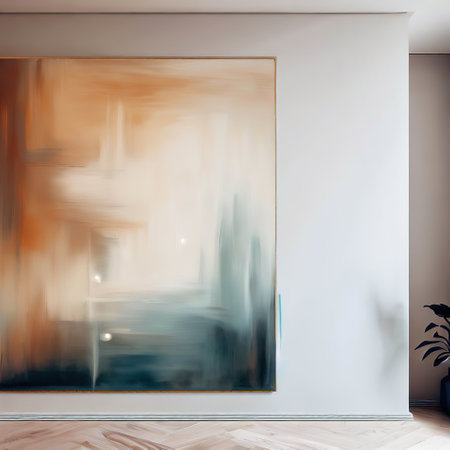 Part of the interior, abstract painting on the wall of the apartment, illustration generated by Aiの素材