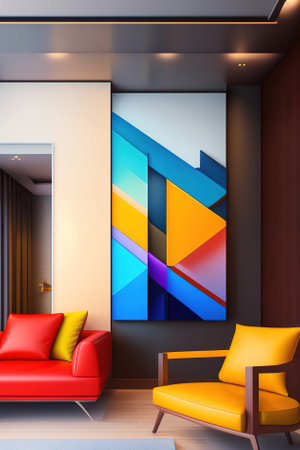 Part of the interior, abstract painting on the wall of the apartment, illustration generated by Aiの素材