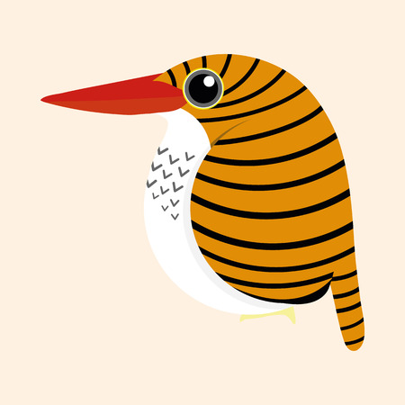 Kingfisher bird cartoon, Female Banded Kingfisher (Lacedo pulchella) cartoon vector.のイラスト素材