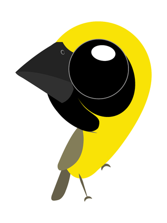 A birds cartoon of Asian golden weaver or weaver bird type and cute bird because it's have a big eyes.のイラスト素材