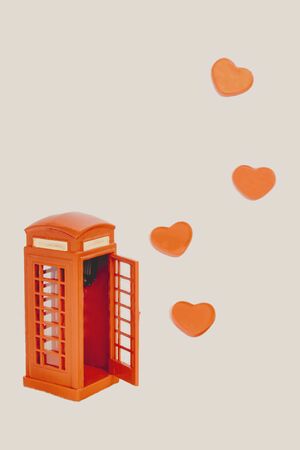 British telephone box and valentine's day message.の写真素材