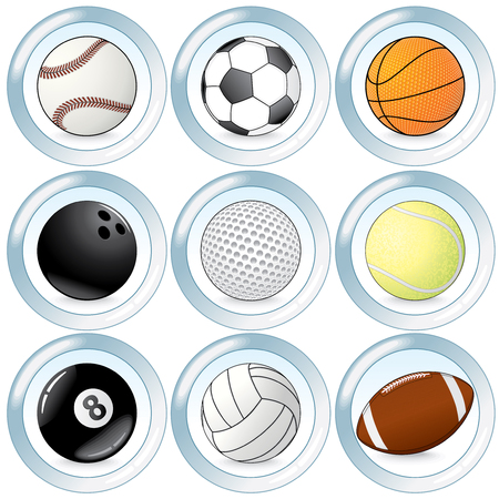 Set of sport balls buttonsのイラスト素材