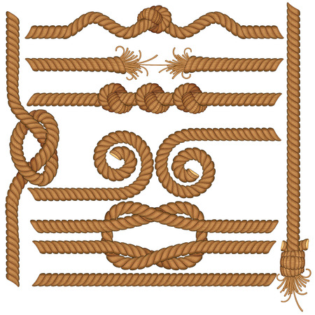 Set of detailed rope bordersのイラスト素材