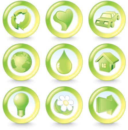 Set of green beauty ecology buttonsのイラスト素材