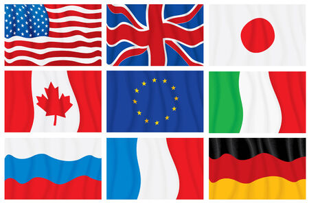 G8 waving flagsのイラスト素材