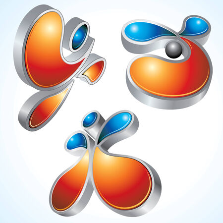 Set of abstract 3d design elementsのイラスト素材