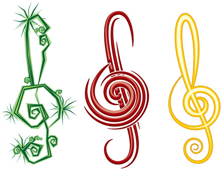 Various Music Styles Reggae, Pop, Jazz. Vector design violin clef のイラスト素材