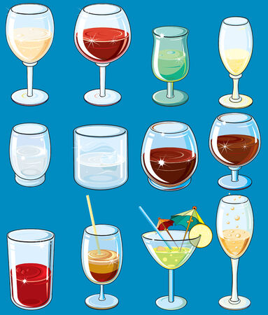 Collection of various beveragesのイラスト素材