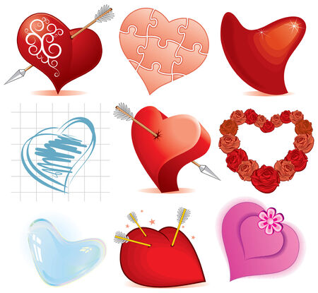Collection of stylized heartsのイラスト素材