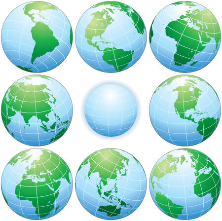Collection of classic globes with various angle のイラスト素材
