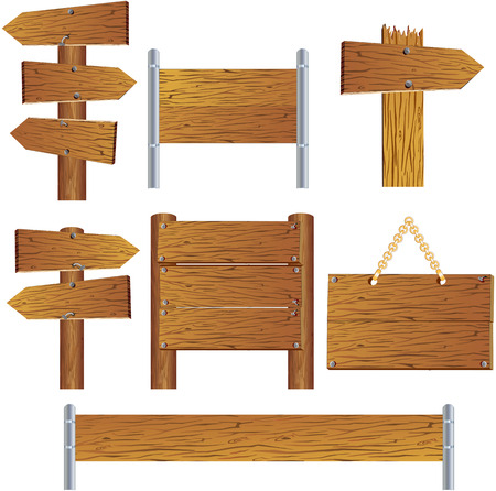 Collection of wooden sign and signboardのイラスト素材