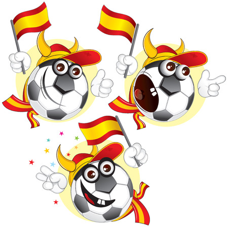 Cartoon football character emotions- Spainのイラスト素材