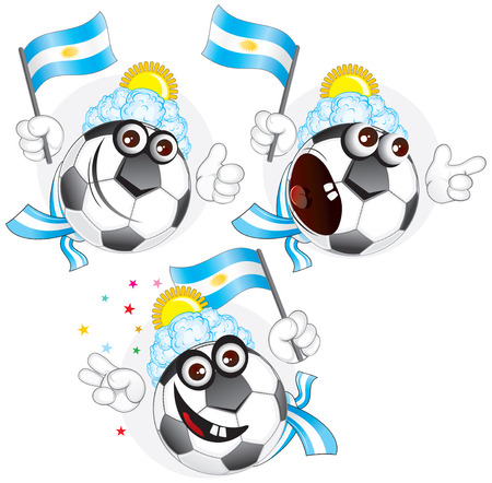 Cartoon football character emotions- Argentinaのイラスト素材
