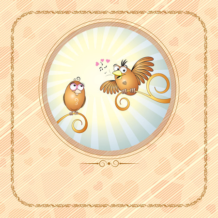 Birds in love -vector card のイラスト素材